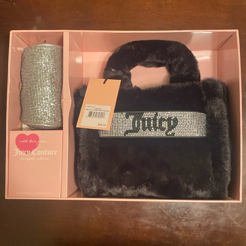 Juicy Couture Liquorice Mini Tote & Barrel Coin Purse Set